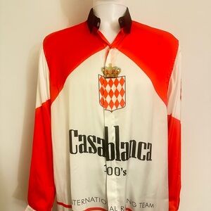 Casablanca Men's Red and White Casual Button Down Shirt